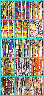 Birch Trees In Fall Paintings Birch Trees Art Lesson Birch Tree Art Art Lessons Elementary Elementary Art