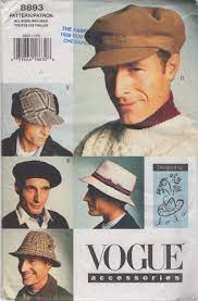 90s Vogue 8893 Mens Hats Sewing Pattern 5 Styles By Lola Uncut Hat Patterns To Sew Hats For Men Vogue Sewing Patterns