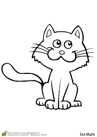 Dessinez une forme ovale pour faire la base de la tête du chat. Coloriage Chats09 Sur Hugolescargot Com