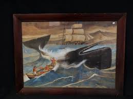 American Folk Art Watercolor Painting Lot 204a American Folk Art Folk Art Whale Folk Art Painting