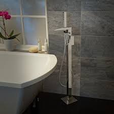 Freestanding pond wall fabricated from stainless steel with waterfall blade by atlantica gardens. Tabor Waterfall Freestanding Bath Shower Mixer Tap Better Bathrooms