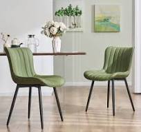 Amazon.com - YOUNUOKE Green Dining Chairs Set of 2 Mid-Century Modern Kitchen Dining Room Chairs Armless Faux Leather Upholstered Accent Side Dinner ...