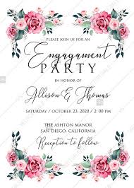 Engagement Invitation Watercolor Rose Floral Greenery 5x7 In Pdf Custom Online Editor Thank You Card Engagement Invitations Engagement Invitation Cards Watercolor Invitations
