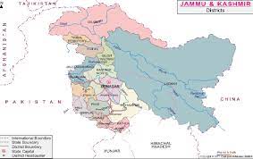 Although the terrain of jammu and kashmir is highly diversified, only a small portion of its total area of approximately 85,000 of particular note is the fertile vale of kashmir, a valley roughly 80 miles long and up to 35 miles wide (130 x 55 km.) astride the upper jhelum river. Jungle Maps Map Of Jammu And Kashmir Showing Districts
