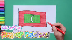 How To Draw And Color National Flag Of Maldives Flag Drawing National Flag Art For Kids