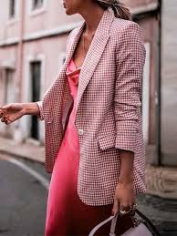 Maybe you would like to learn more about one of these? Blazer Carreaux Avec Poches Manches Longues Mode Elegant Femme Vestes Rose Blazers Hauts