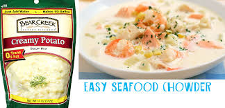Easy Seafood Chowder Ingredients Bear Creek Potato Soup Packet 8 Cups Water 1 Bag 50 Raw Shrimp Deve Easy Seafood Seafood Chowder How To Cook Shrimp