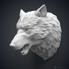 Wolf Head 3d Model For 3d Printing Or Cnc Carving 3d Printing Wolf Head Sculpture