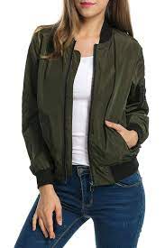 Women Classic Zipper Short Biker Bomber Jacket Quilted Outdoor Coat Olive Green Cj184rtn603 Bomber Jacket Outdoor Coats Biker Bomber Jacket