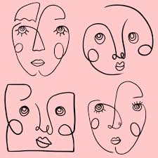 Continuous Line Drawing Doodle Picasso Art Graphic Design Face Faces Portrait Simple Easy Modern Dig Face Line Drawing Simple Line Drawings Simple Face Drawing