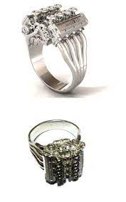 Silver V8 Engine Ring Rings Mens Jewelry Gold Chains For Men