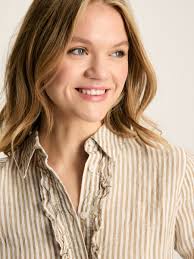 Selene Tan/White 100% Linen Shirt