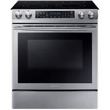 Samsung 5 8 Cu Ft Slide In Electric Range With Self Cleaning Dual Convection Oven In Stainless Steel Ne58k9430ss The Home Depot Slide In Range Electric Range Convection Range