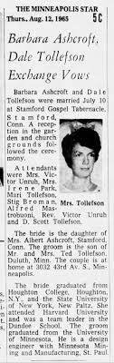 Dale Tollefson, Barbara Ashcroft wedding