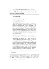 The world bank, eashs knomad seminar series. Pdf Impact Of Foreign Workers On Labour Productivity Analysis Of Firm Level Data