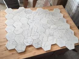 Carrara Bianco Marble Mosaic Tile 2 Hexagons Polished Or Honed White Marble Mosaic Marble Tile Bathroom Hexagonal Mosaic