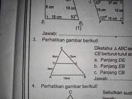 Jumlah sudutdalam segitiga adalah 180 derajat. Diketahui Dabc Sebangun Dengan Dcde Panjang Cd Ad Ab Dan Ce Berturut Turut Adalah 6cm 4cm 15cm Brainly Co Id