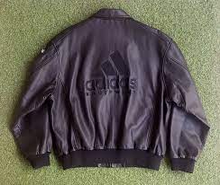 90 S Black Adidas Equipment Embroidered Leather Bomber Jacket Unisex Large Streetwear Rare By Neon Embroidered Bomber Jacket Bomber Jacket Black Adidas