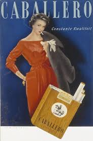 Showcard Voor Caballero Sigaretten 1952 Sigaretten Vintage Reclameborden Oude Advertenties
