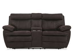 Power Reclining Microfiber 77 Loveseat With Console In Dark Brown Mathis Brothers Furniture