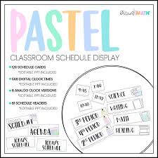 Pastel Classroom Schedule Daily Calendar Display Kraus Math Classroom Schedule Classroom Schedule Cards Daily Schedule Cards