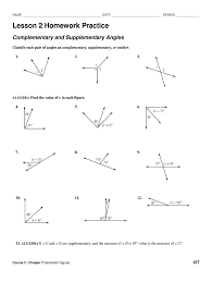 Worksheets are complementary supplementary angles, complements and supplements, complementary angles, name the relationship complementary linear pair, complementary angles standard s1, pair of angles complementary s1, math 8 name classify date block. Lesson 1 Homework Practice Angle And Line Relationships Fill Online Printable Fillable Blank Pdffiller