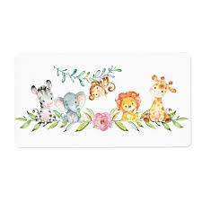 Sweet Safari Animals Baby Shower Address Label Zazzle Com Safari Animals Baby Shower Animal Baby Shower Birthday Invitations Girl
