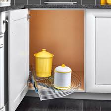 Wall cabinets can store anything from food items to dishes, bake ware and small appliances. Half Moon Chrome Wire Lazy Susan For 18 1 2 Base Cabinet By Rev A Shelf Kitchensource Com