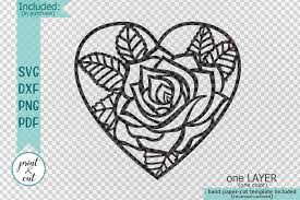 Heart stethoscope with flowers svg, heart by digital4u on. Heart Rose Floral Cutting Wedding Paper Cut Out Svg Laser Cut Template By Kartcreation Thehungryjpeg Com