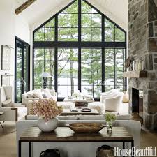 Interior Designer Anne Hepfer S Modern Rustic Summer Lake House In Muskoka Https Www Emfu Farm House Living Room Modern Lake House Transitional Living Rooms