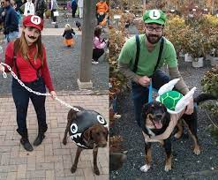 Mario Themed Costumes For Dogs And People Pet Halloween Costumes Costumes With Dogs Dog Halloween Costumes