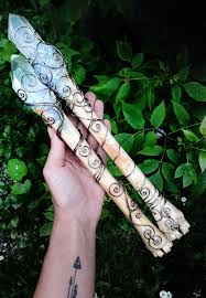 Bone Wand Oddities Wiccan Wand Witchcraft Supply Deer Bones Macabre Altar Tools Pagan Wand Magick Wand Quartz Blue Calcite Wire Wrapping Crystals Wiccan Wands Witchy Crafts