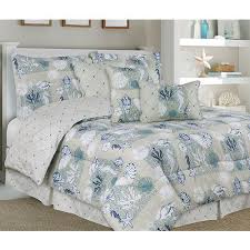 Size king comforter sets : Twin Full Queen King Bed Blue Tan Beach Seashell Ocean 7pc Comforter Set Bedding Home Amp Garden Bedding Comforter Sets Blue Bedding Coastal Bedding Sets