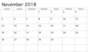 November 2018 Calendar In Spanish November Calendar November Printable Calendar Calendar Word