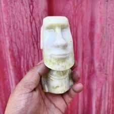 Lemon Jade Easter Island Moai Statue: Natural Crystal Decor