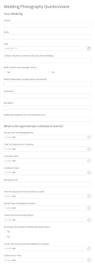 We did not find results for: Wedding Photography Questionnaire Template 123 Form Builder
