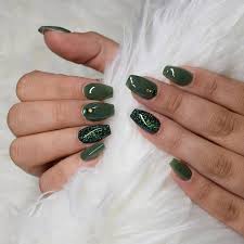 Check out our green acrylic nails selection for the very best in unique or custom, handmade pieces from our acrylic & press on nails shops. Dark Green Glitter Acrylic Nails Follow Me On Instagram Art Emma Dark Green Nails Nail Store Nails
