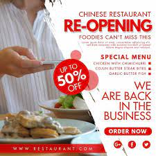 Chinese Restaurant Back In Business Invitatio Restaurant Flyer Instagram Post Template Restaurant Photos