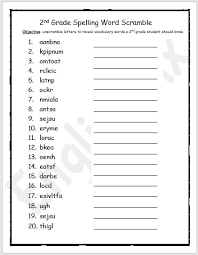 2nd grade spelling word scramble worksheet englishbix