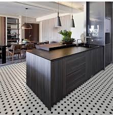 Black And White Porcelain Mosaic Tile Simple Kitchen White Kitchen Tiles Simple Kitchen Kitchen Flooring