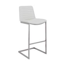 Find a wide selection of modern bar stools, including chrome bar stools, counter heigh bar chairs, kitchen stools & swivel bar stools. Armen Living Lucas Contemporary 26 In Counter Height Bar Stool In Brushed Stainless Steel And White Faux Leather Lclubabswh26 The Home Depot