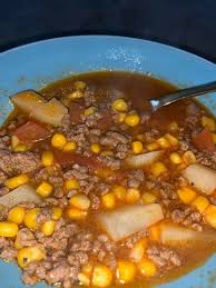 I M Not Sure What To Call This But It Definitely Takes Me Back To My Childhood Hamb In 2020 Soup With Ground Beef Potato Tomato Recipe Mexican Food Recipes Authentic