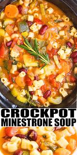 Slow Cooker Minestrone Soup In 2020 Vegetarian Slow Cooker Recipes Vegetarian Crockpot Recipes Vegetarian Crockpot