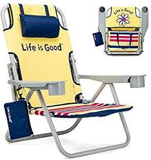 Amazon Com Life Is Good Beach Chair With Cooler Backpack Straps Storage Pouch And Cup Holder Jake Blue Backpack Beach Chair Best Beach Chair Beach Chairs