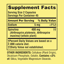 Spring Valley Spirulina Capsules 400 Mg 90 Ct Walmart Com