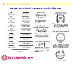 ear gage size chart piercing gauges chart nipple bar size