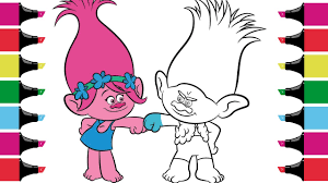 96 pages of fun and activities with your favorite trolls characters endless hours of activities inside. Trolls Coloring Pages Poppy And Branch Kids Coloring Book Youtube