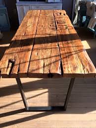 Modern Meets Rustic New Metal Legs With A Vintage Corn Crib Timber Top Tavoli In Legno Tavoli Tavolo