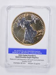 Bellevue rare coins carries all types of pre 1933 u.s. 1933 Saint Gaudens Gold Double Eagle Replica Platinum Accented Archival Collection Slabbed Property Room