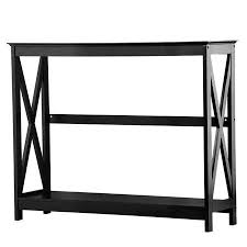 Yaheetech 2 Tier X Design Hallway Large Console Table Entryway Accent Tables With Storage Shelf Living Room Entrance Furniture Black Walmart Com Large Console Table Entrance Furniture Sofa Side Table